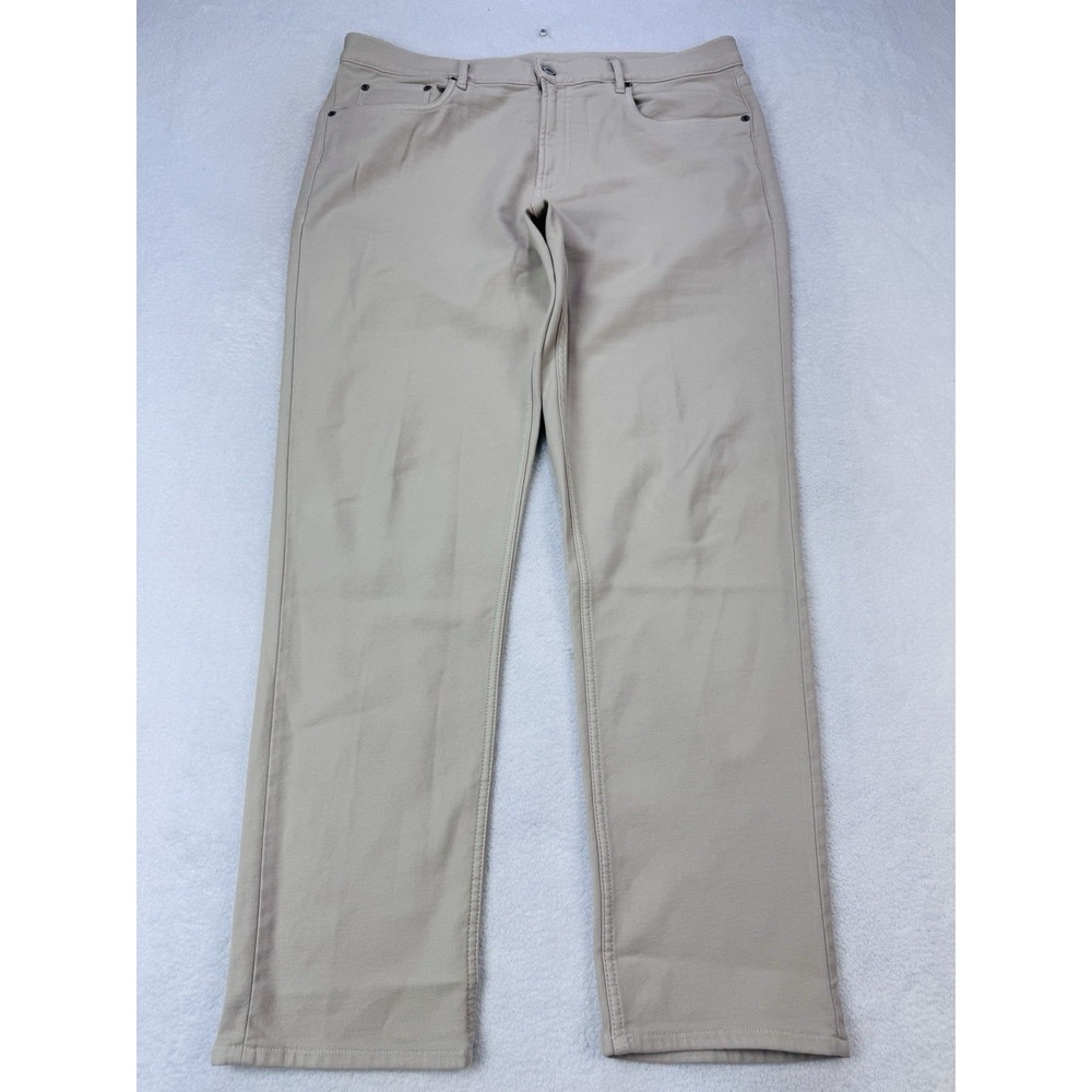 Faherty Mens Stretch Terry 5 Pocket Pants 35x30 Stone Beige MBC0021-STN Jeans
